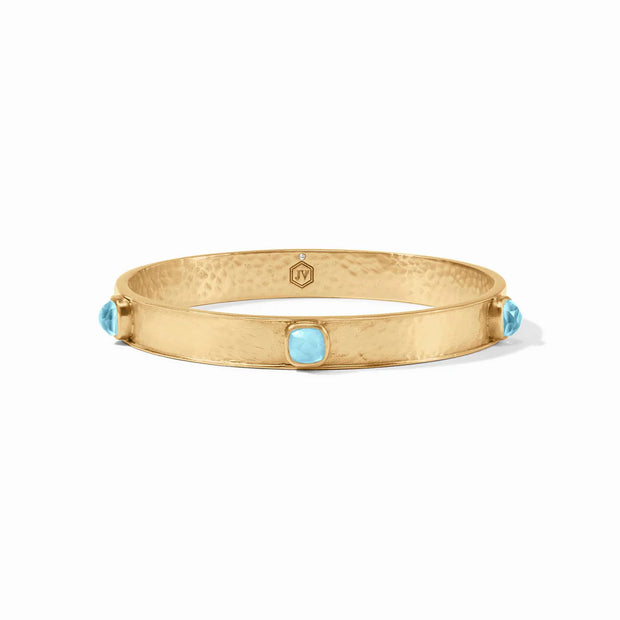 JULIE VOS CATALINA STONE BANGLE-GOLD-IRIDESCENT CAPRI BLUE-MEDIUM