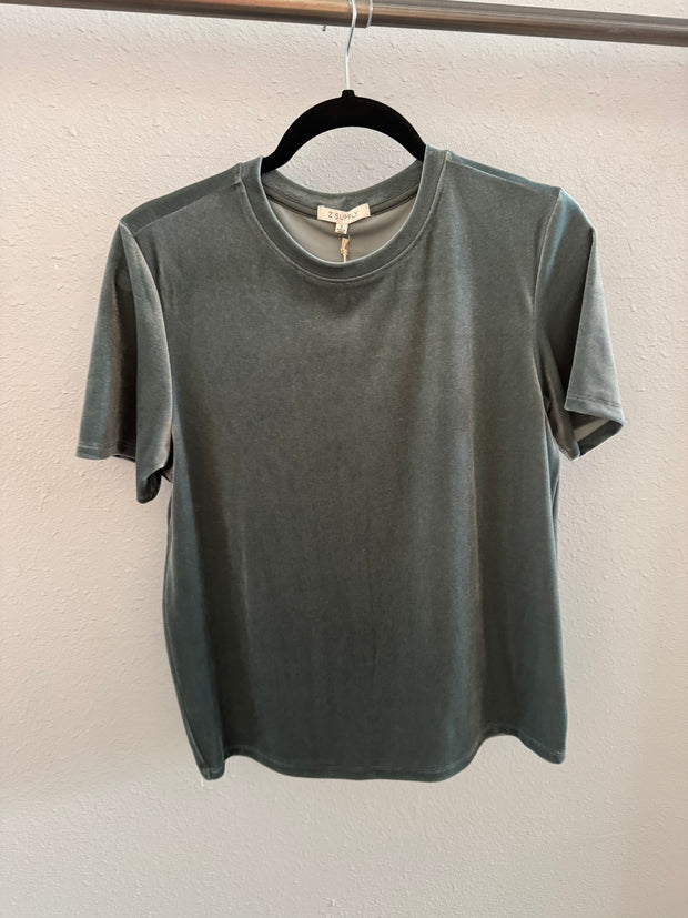 FC Z Supply Simone Green Velvet Top