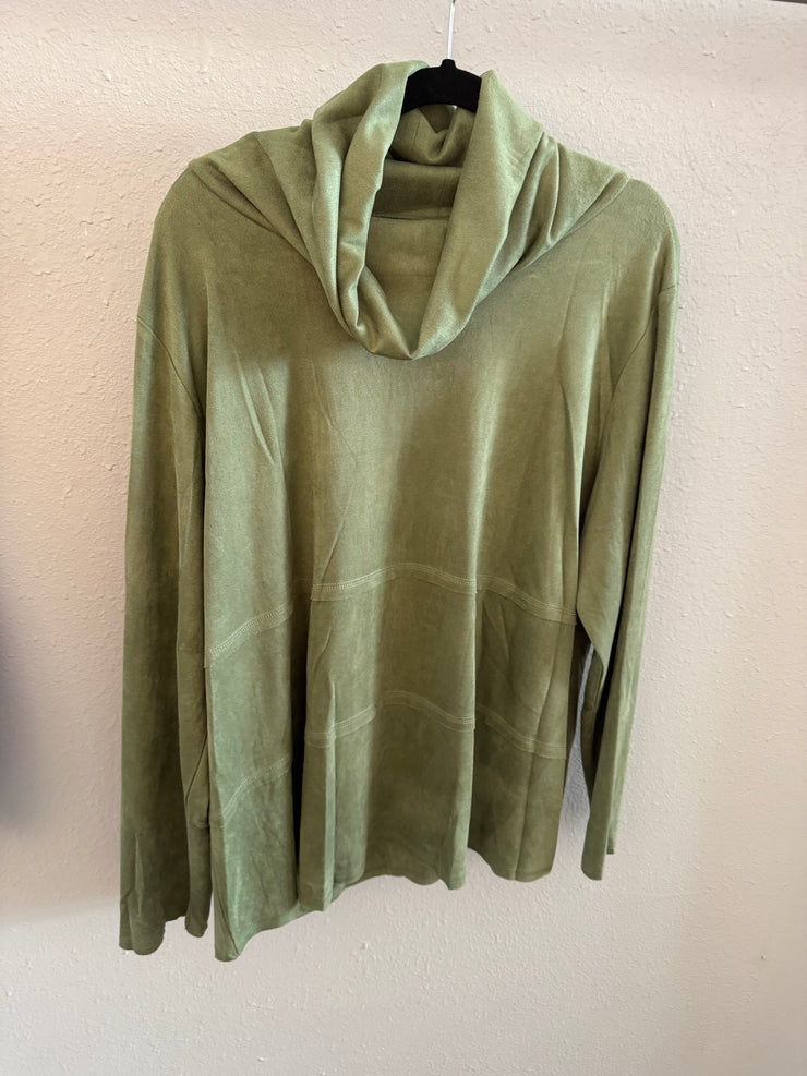 FC Ethel Olive Faux Suede Pullover Top