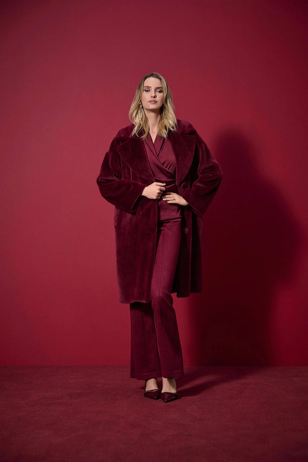 Faux Fur Straight Coat 243902F25