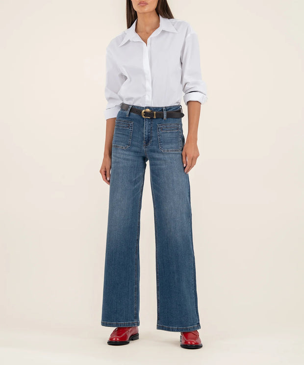 KUT From the Cloth High Rise Jean ADVENTURE W/MED BASE WASH