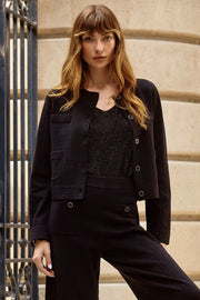 Joseph Ribkoff iSweater Knit Crew Neck Button-Front Jacket 253983