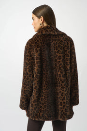 JR Faux Fur Leopard Print Double-Breasted Coat 253937