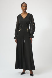JR F25 Moss Crepe and Chiffon Fitted Top 254093