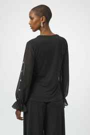 JR F25 Moss Crepe and Chiffon Fitted Top 254093