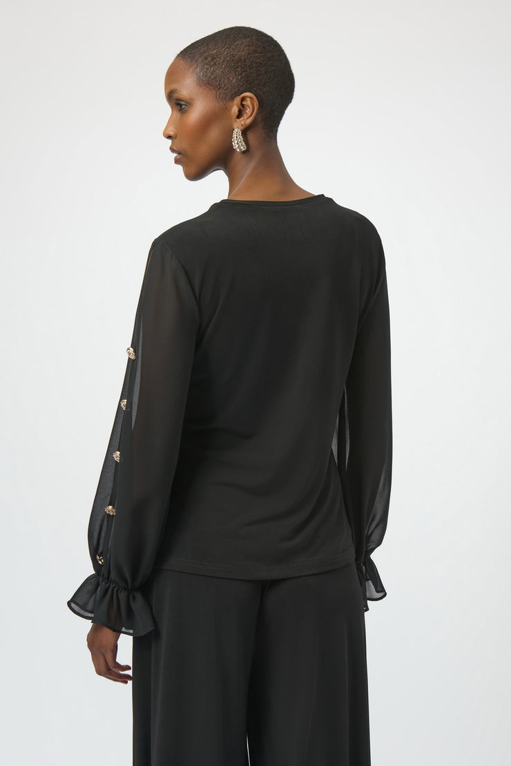 JR F25 Moss Crepe and Chiffon Fitted Top 254093