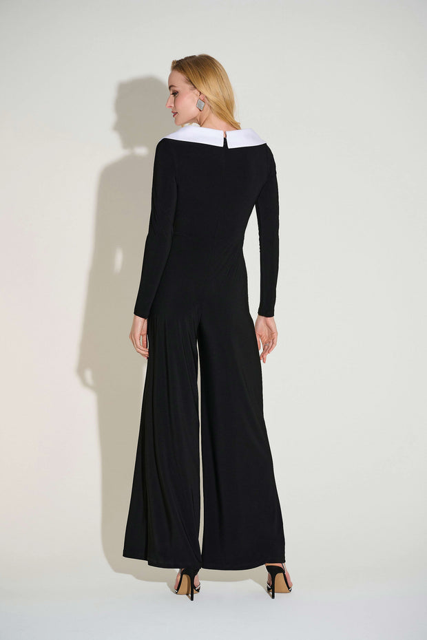 Joseph Ribkoff Signature | Silky Knit & Satin Wide Leg Jumpsuit 253705