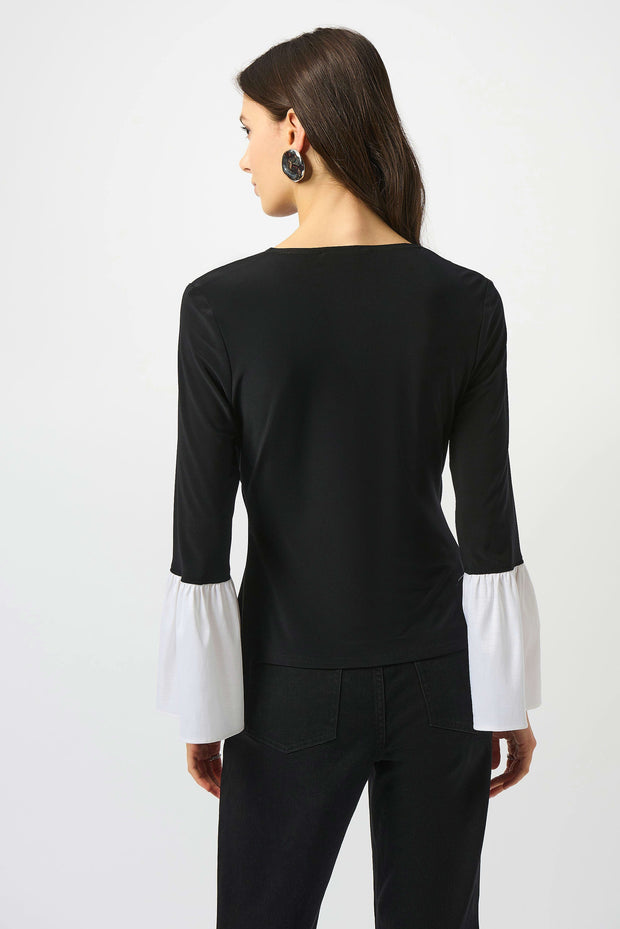 Joseph RibkoffSilky Knit & Stretch Taffeta Wrap Top 253283