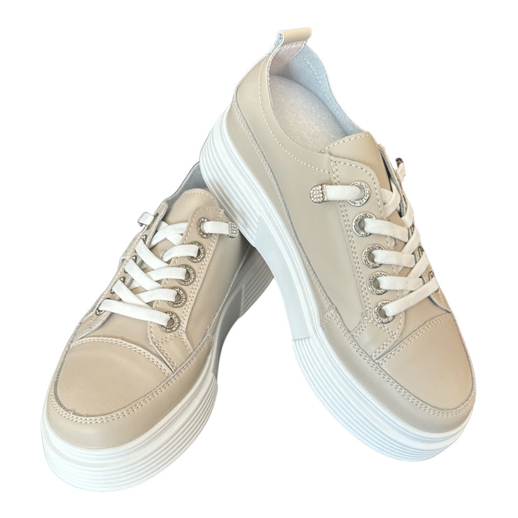 Bonavi Beige Platform Sneaker