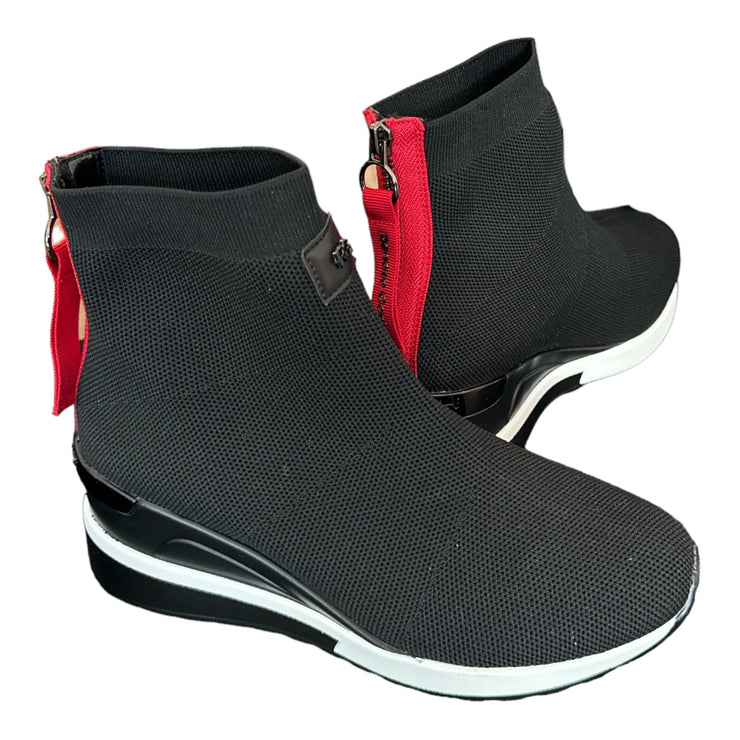 Renato Garini Black/Red Mid Wedge High Top Sneaker