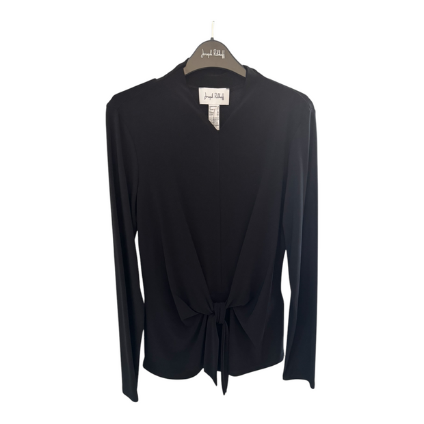 Joseph Ribkoff Black V-Neck Knotted Blouse 244112